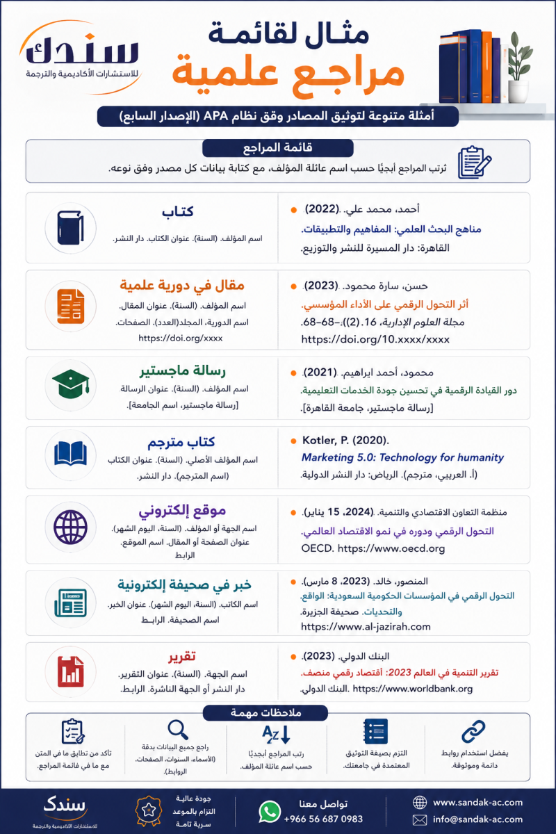 مثال لقائمة مراجع علمية