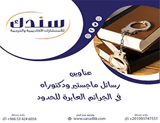 مجموعة استثنائية| عناوين رسائل ماجستير ودكتوراه في الجرائم العابرة للحدود